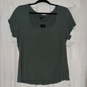 Torrid Women's Sage Ribbed Short Sleeve Top